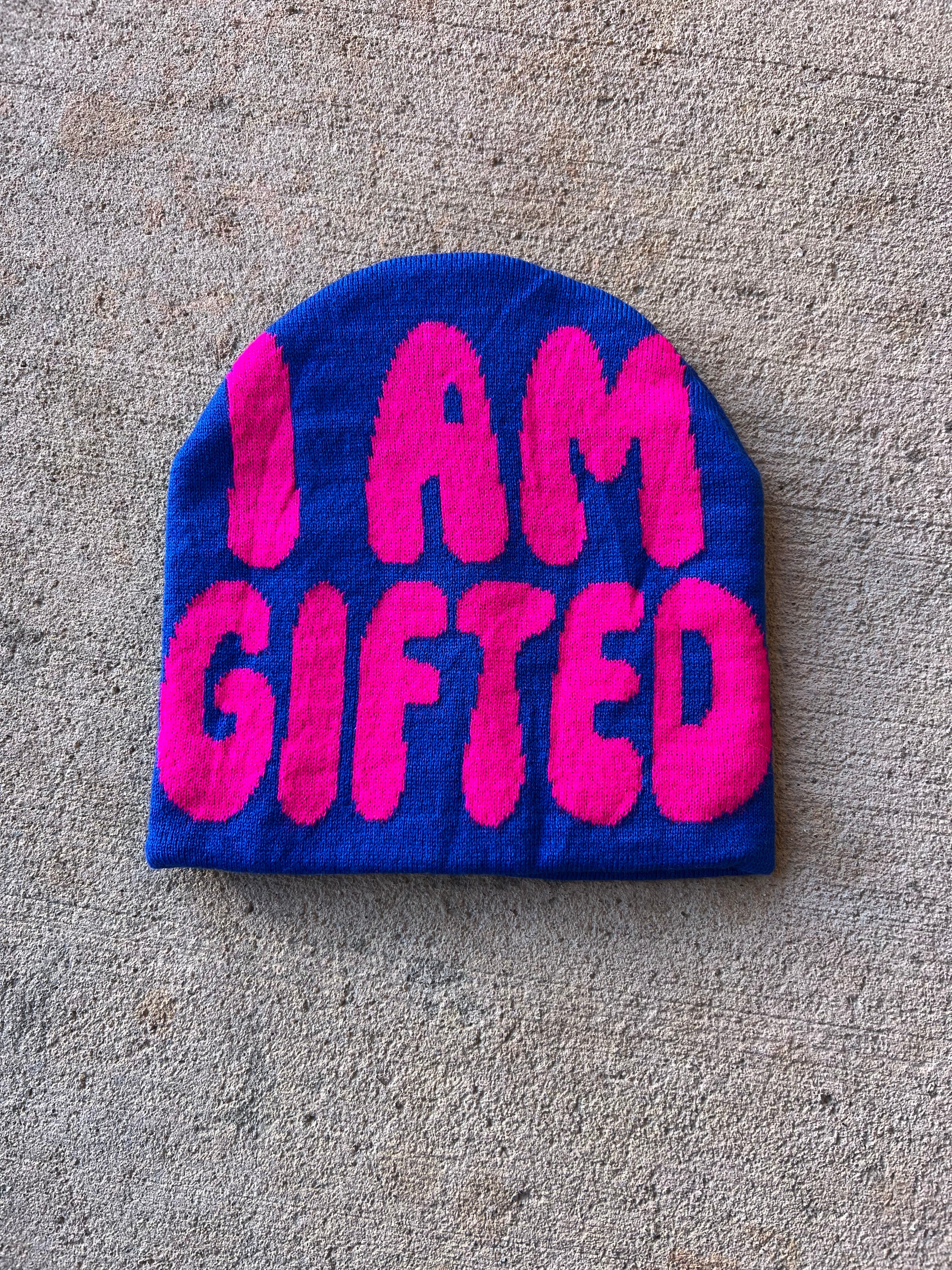 I AM GIFTED Beanie (Bubble Gum Blue)